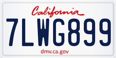 CA license plate 7LWG899