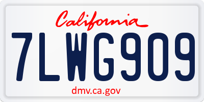 CA license plate 7LWG909