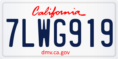 CA license plate 7LWG919