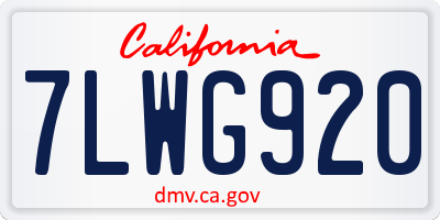 CA license plate 7LWG920