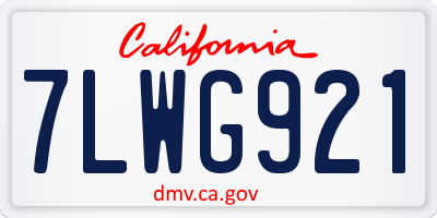 CA license plate 7LWG921