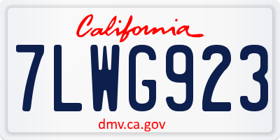 CA license plate 7LWG923