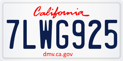 CA license plate 7LWG925