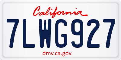 CA license plate 7LWG927