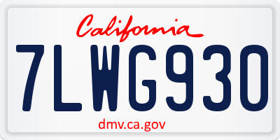 CA license plate 7LWG930