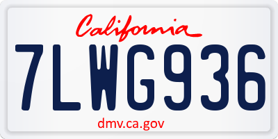 CA license plate 7LWG936