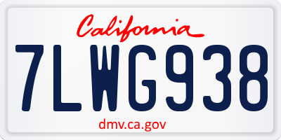 CA license plate 7LWG938