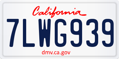 CA license plate 7LWG939