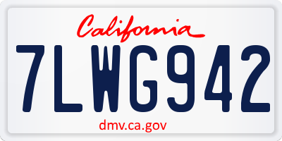 CA license plate 7LWG942