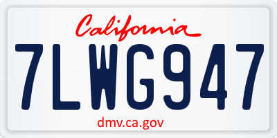 CA license plate 7LWG947