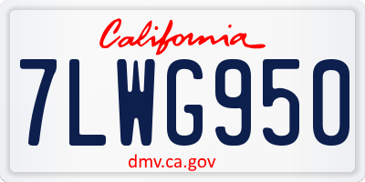 CA license plate 7LWG950