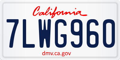CA license plate 7LWG960
