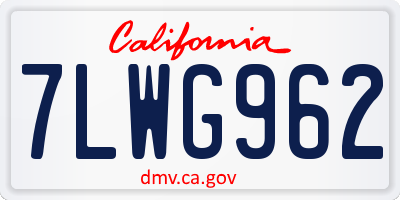 CA license plate 7LWG962
