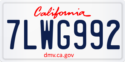 CA license plate 7LWG992