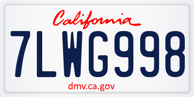 CA license plate 7LWG998