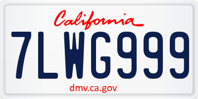 CA license plate 7LWG999