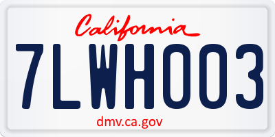CA license plate 7LWH003