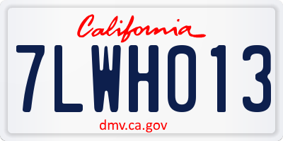CA license plate 7LWH013