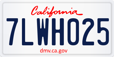 CA license plate 7LWH025
