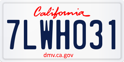 CA license plate 7LWH031
