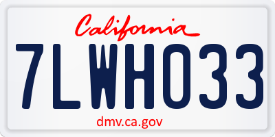 CA license plate 7LWH033