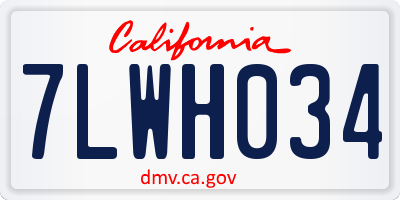 CA license plate 7LWH034