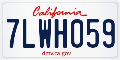 CA license plate 7LWH059