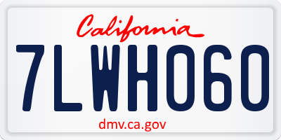 CA license plate 7LWH060