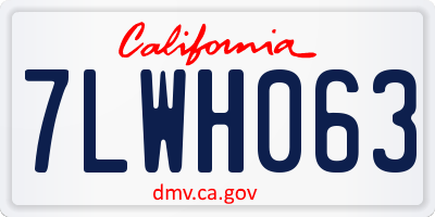 CA license plate 7LWH063
