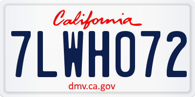 CA license plate 7LWH072