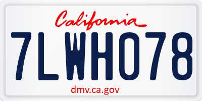 CA license plate 7LWH078