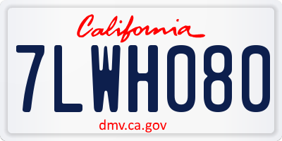 CA license plate 7LWH080