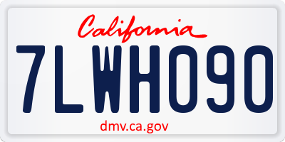 CA license plate 7LWH090