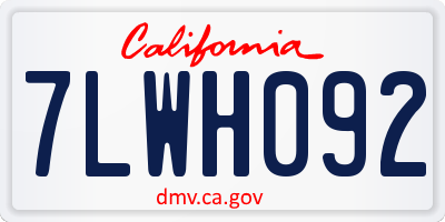 CA license plate 7LWH092
