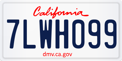 CA license plate 7LWH099
