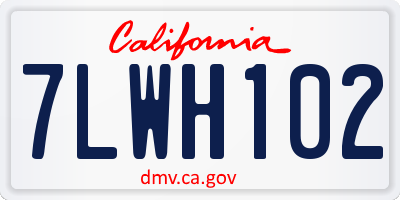 CA license plate 7LWH102