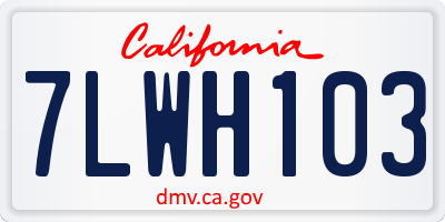 CA license plate 7LWH103