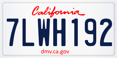 CA license plate 7LWH192