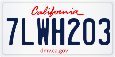 CA license plate 7LWH203