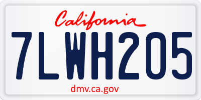 CA license plate 7LWH205