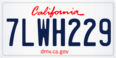 CA license plate 7LWH229