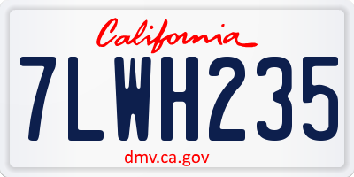 CA license plate 7LWH235