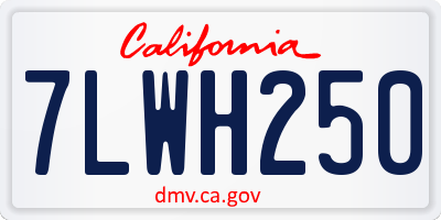 CA license plate 7LWH250