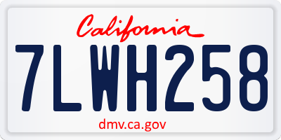 CA license plate 7LWH258