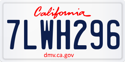 CA license plate 7LWH296