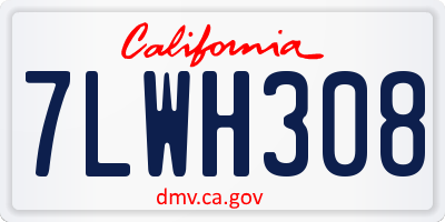 CA license plate 7LWH308