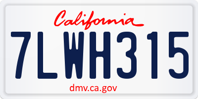 CA license plate 7LWH315