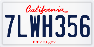 CA license plate 7LWH356