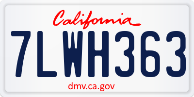 CA license plate 7LWH363