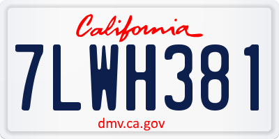CA license plate 7LWH381
